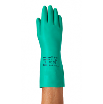 Ansell 37-676 Nitrile Flock Lined Chemical Resistant 17mil Glove Length 13"