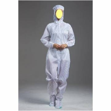 AccSafe Cleanroom Jumpsuit with Hood & Strip White